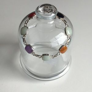 Sterling silver multicolor jade bracelet